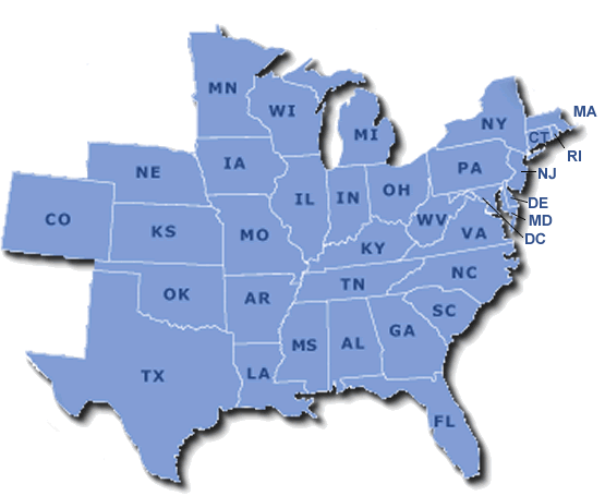 Insurance Appraisal Service Area Map
